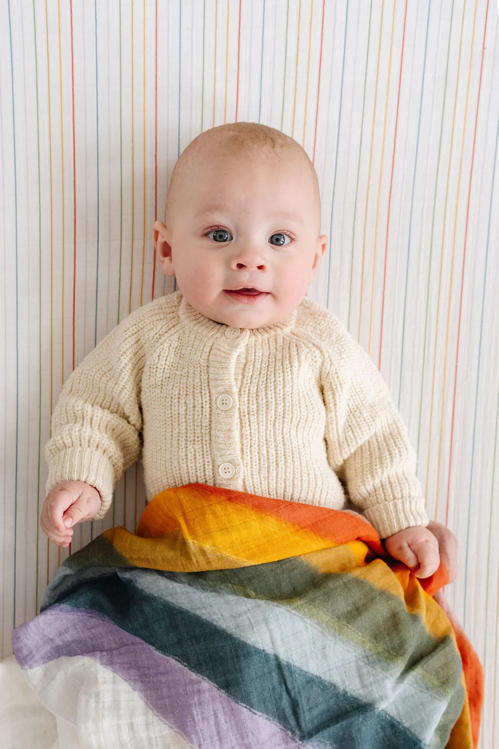 Rainbow Stripe Crib Sheet - Image 5